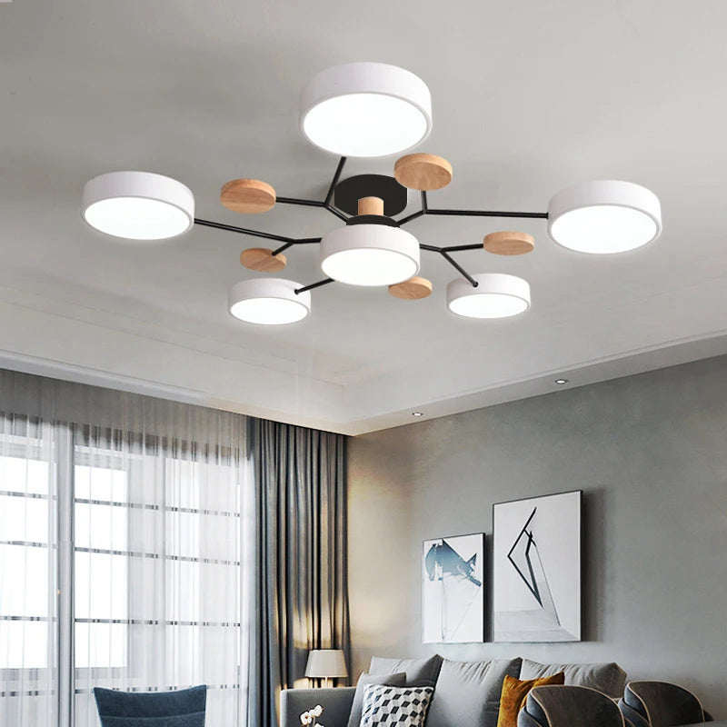 Tri-Color LED Ceiling Chandelier — Nordic Hotel-Style Pendant Lamp