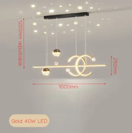 Starry Sky Top Nordic Chandelier — Long Dining Table Pendant Light