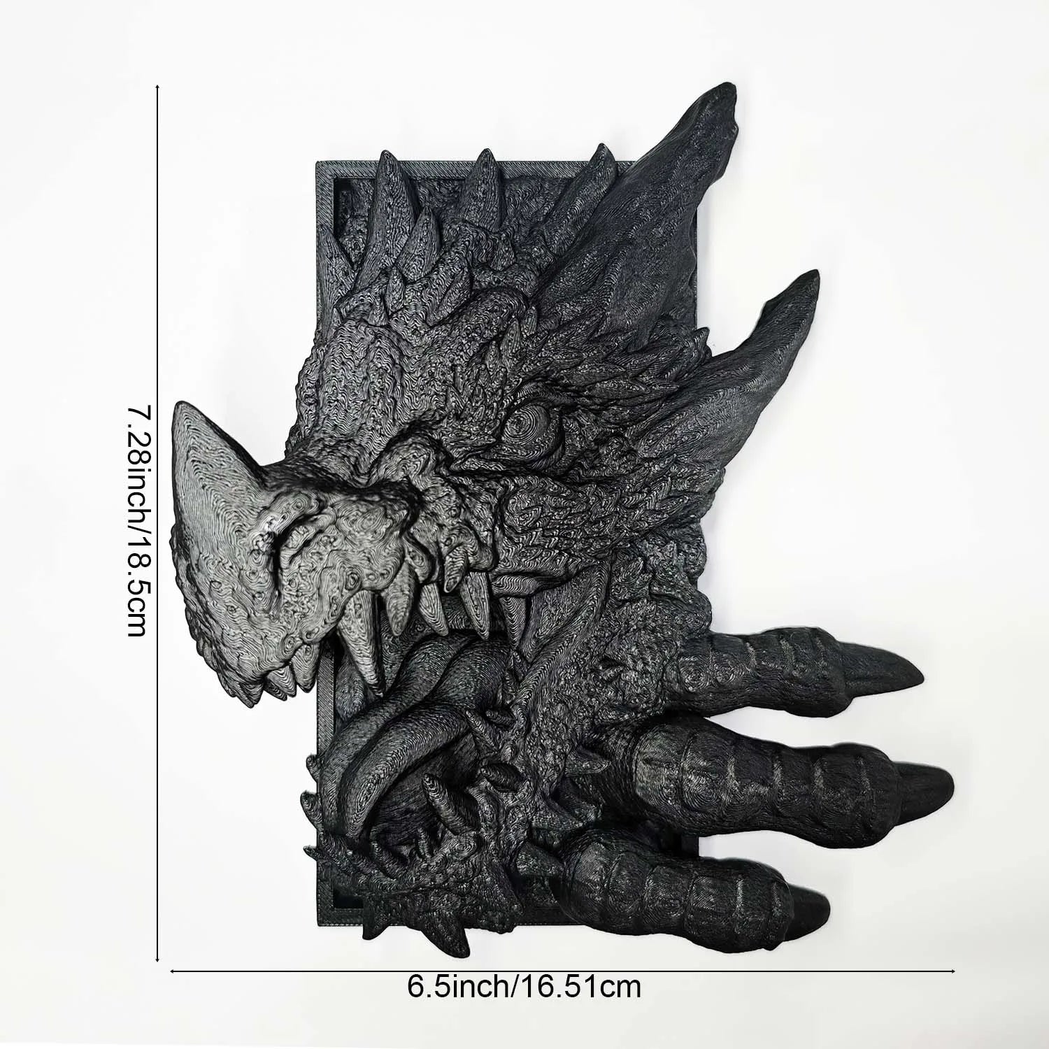 3D Printed Fantasy Dragon Bookend — Sculptural Bookshelf Decor
