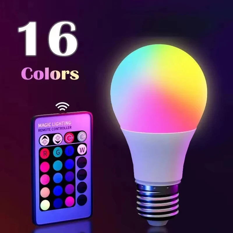 16-Color RGB E27 Smart Bulb — 24-Key Remote Control Atmosphere Light