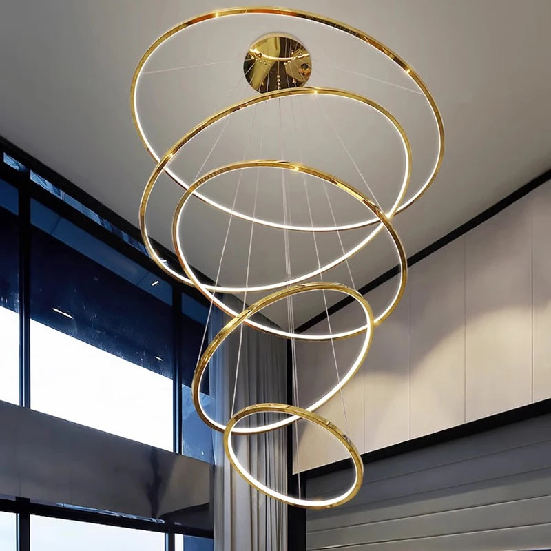 Tiered Ring Villa Chandelier — Grand Staircase Ceiling Light