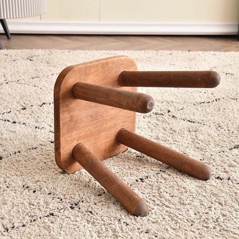 Solid Wood Shoe Changing Stool — Entryway & Bedroom Accent Seat