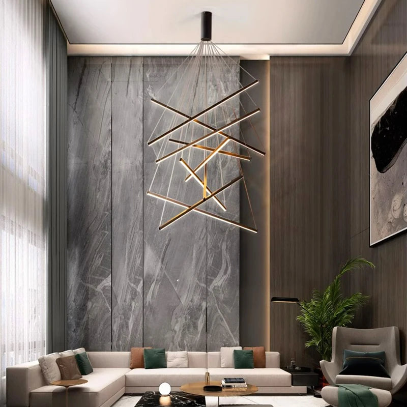 Multi-Head Brushed Steel Chandelier — Dimmable Smart Ceiling Light for Living & Dining Room