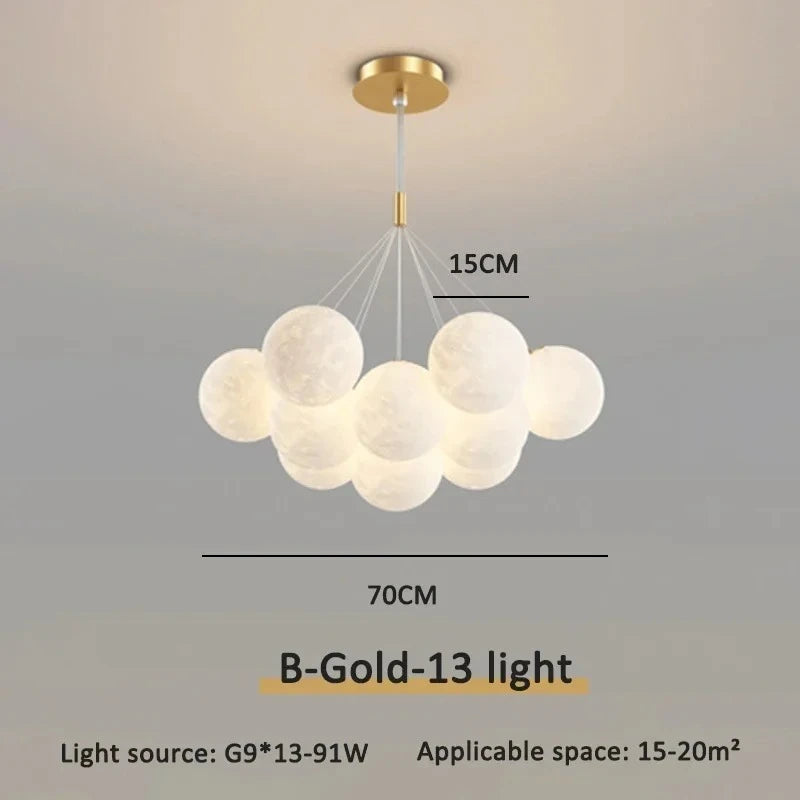 Cream Ball Cluster Chandelier — Modern Orb Pendant Ceiling Light