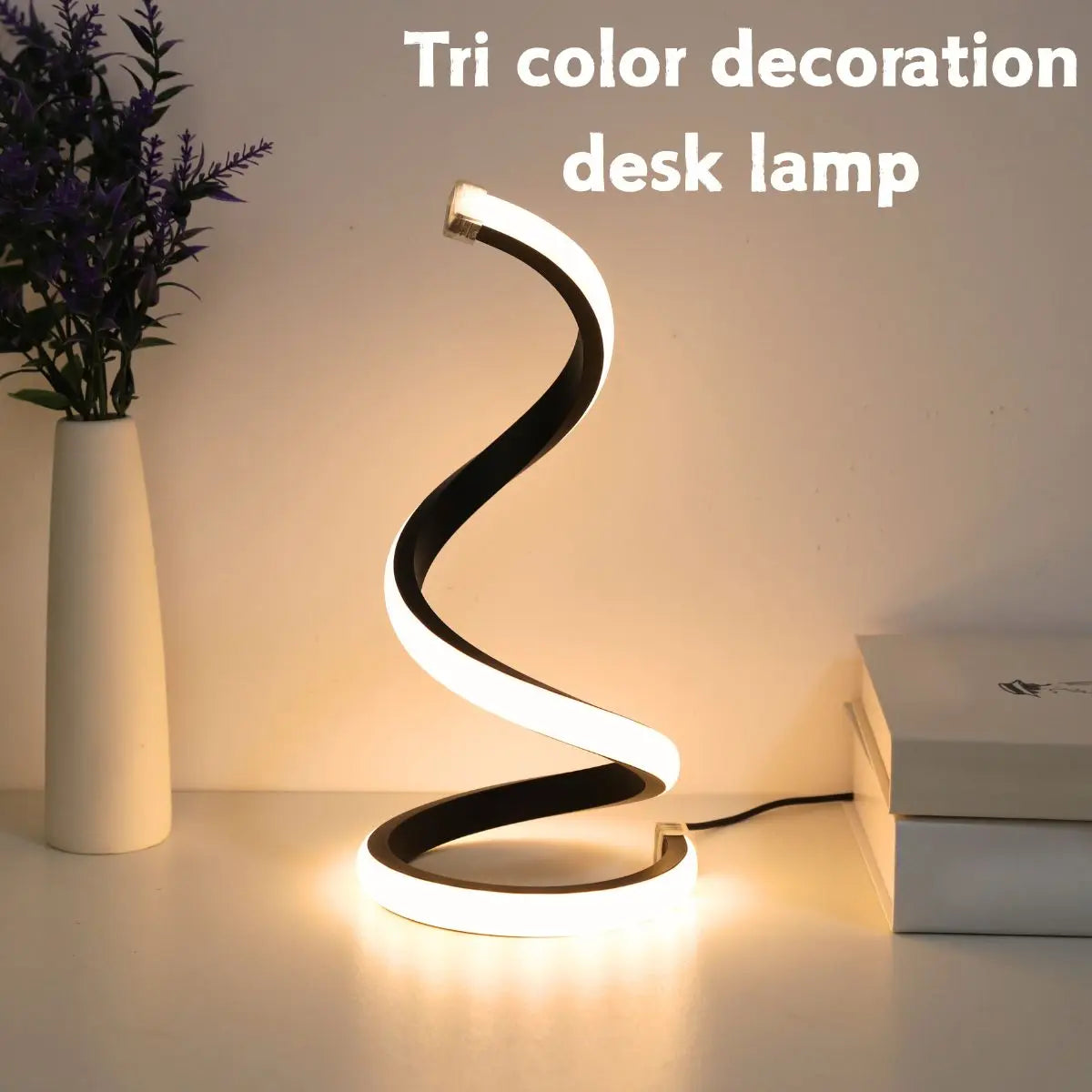 Sculptural Spiral LED Desk Lamp — Tri-Color USB Table Light