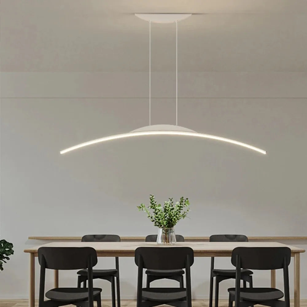 Simple Design Black Chandelier — Modern LED Ceiling Pendant for Dining & Bar