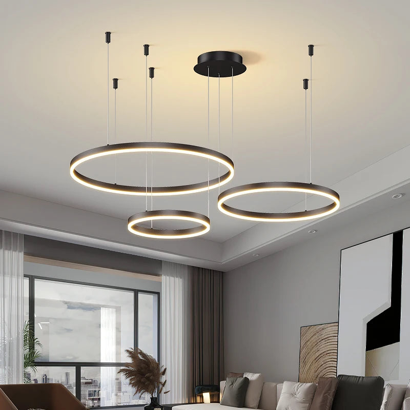 Circular Ring LED Chandelier — Modern Multi-Ring Ceiling Light