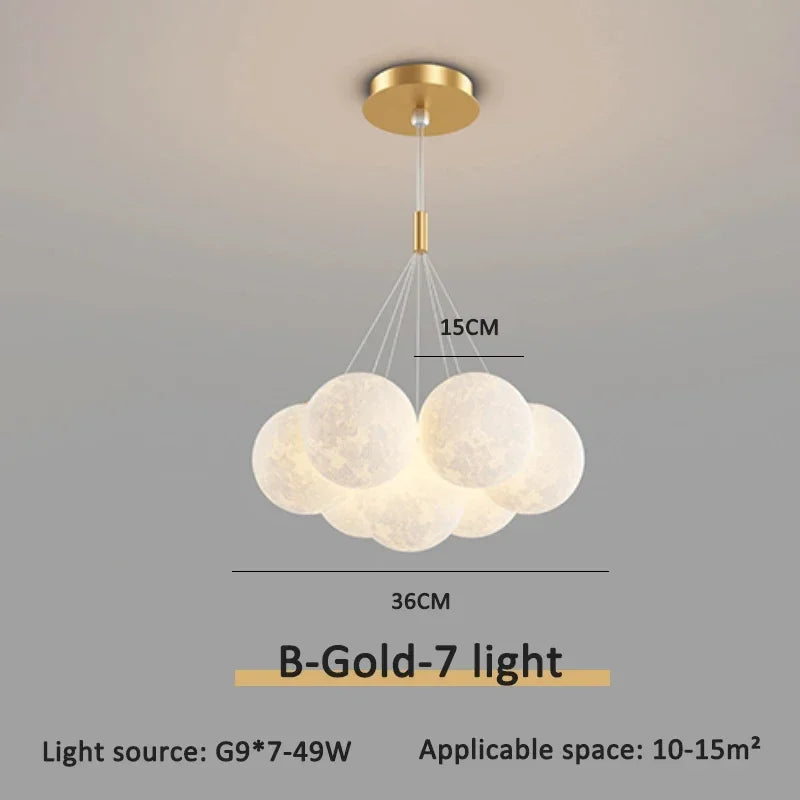 Cream Ball Cluster Chandelier — Modern Orb Pendant Ceiling Light