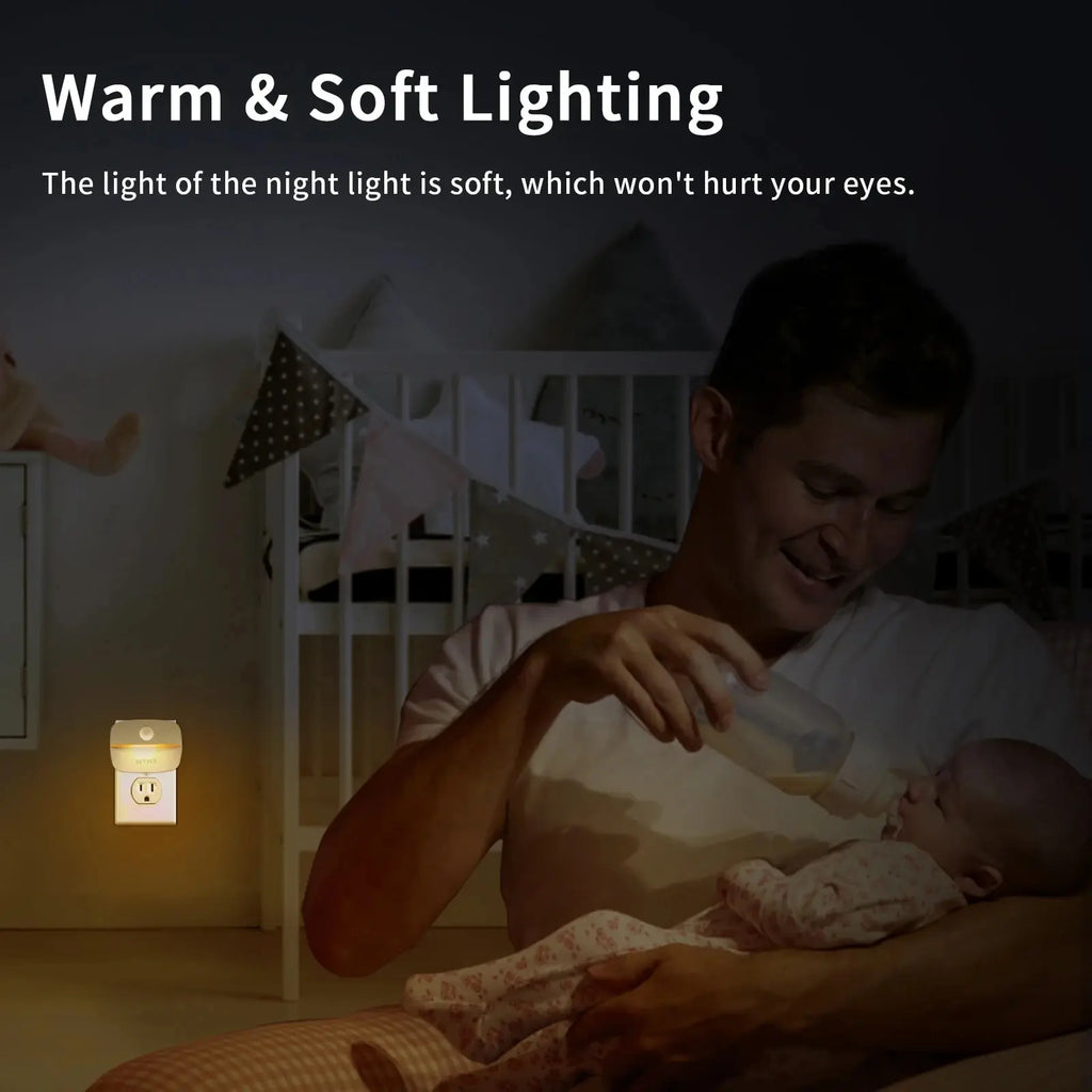 Plug-In Motion Sensor Night Light — Wireless Socket Lamp for Bedroom & Hallway