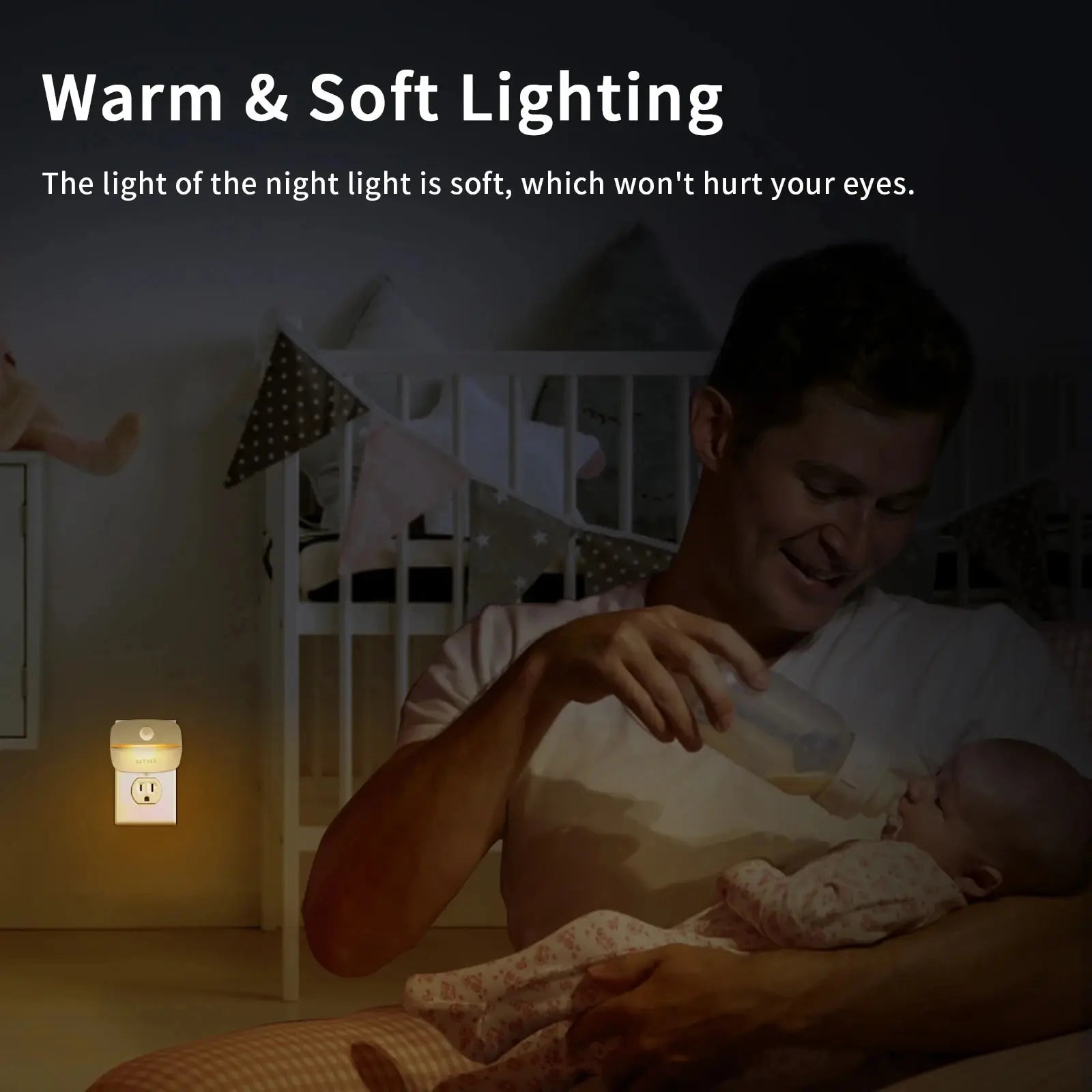 Plug-In Motion Sensor Night Light — Wireless Socket Lamp for Bedroom & Hallway
