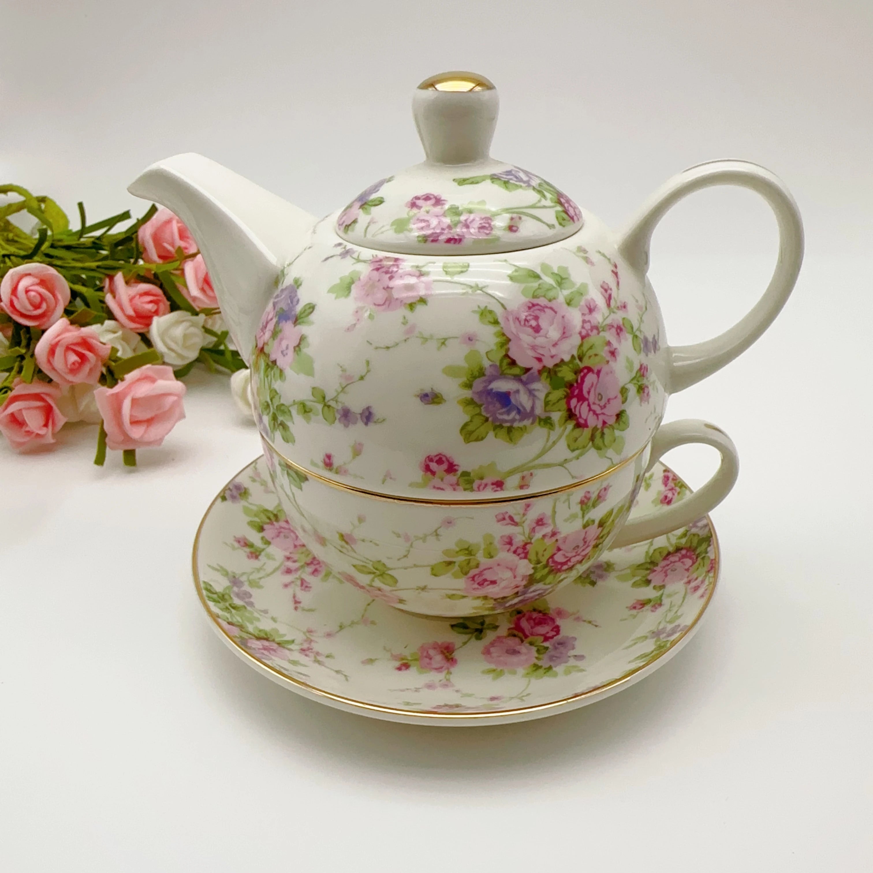 Rose Bone China Teapot Set — European Afternoon Tea Service