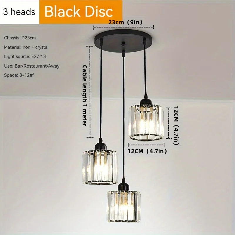 Small Crystal Dining Chandelier — Round Modern Table Light Fixture