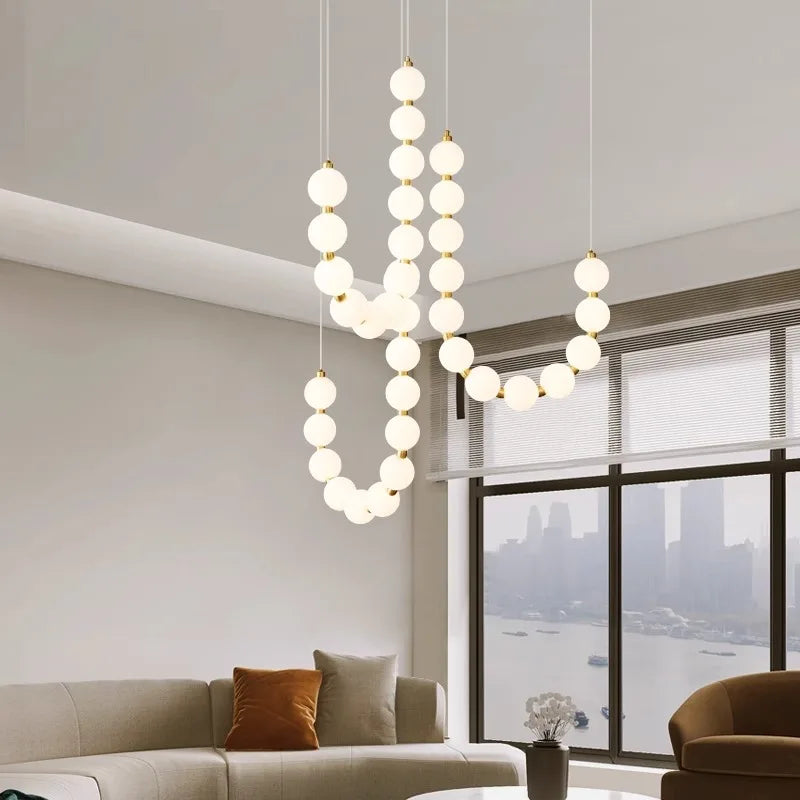 Crystal Ball Cluster Chandelier — Adjustable Villa & Restaurant Pendant Light