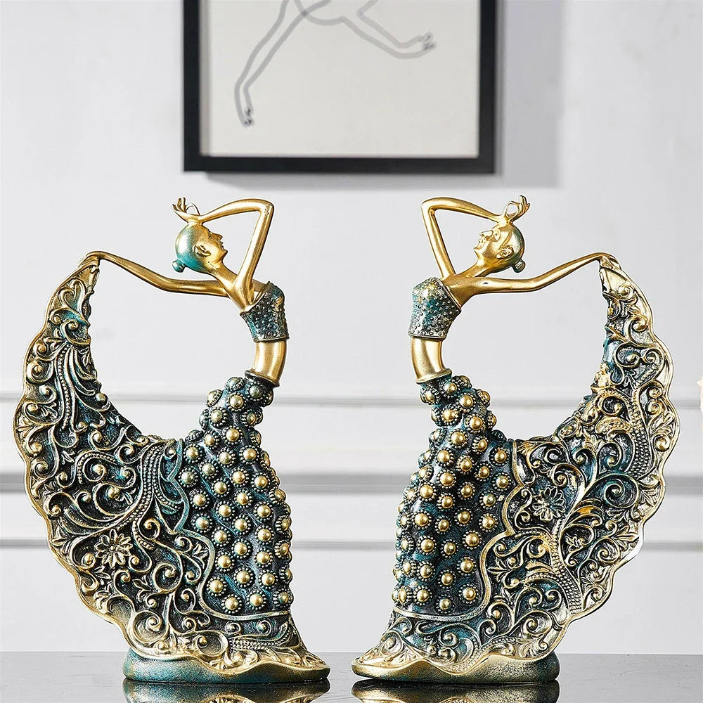 Peacock Dancer Ceramic Sculpture — Luxury Abstract Art Statue