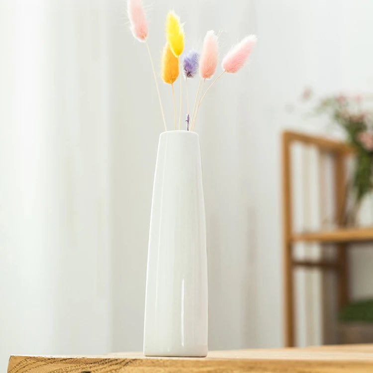 Slim Colorful Ceramic Vase — Desktop Hydroponic Flower Vessel