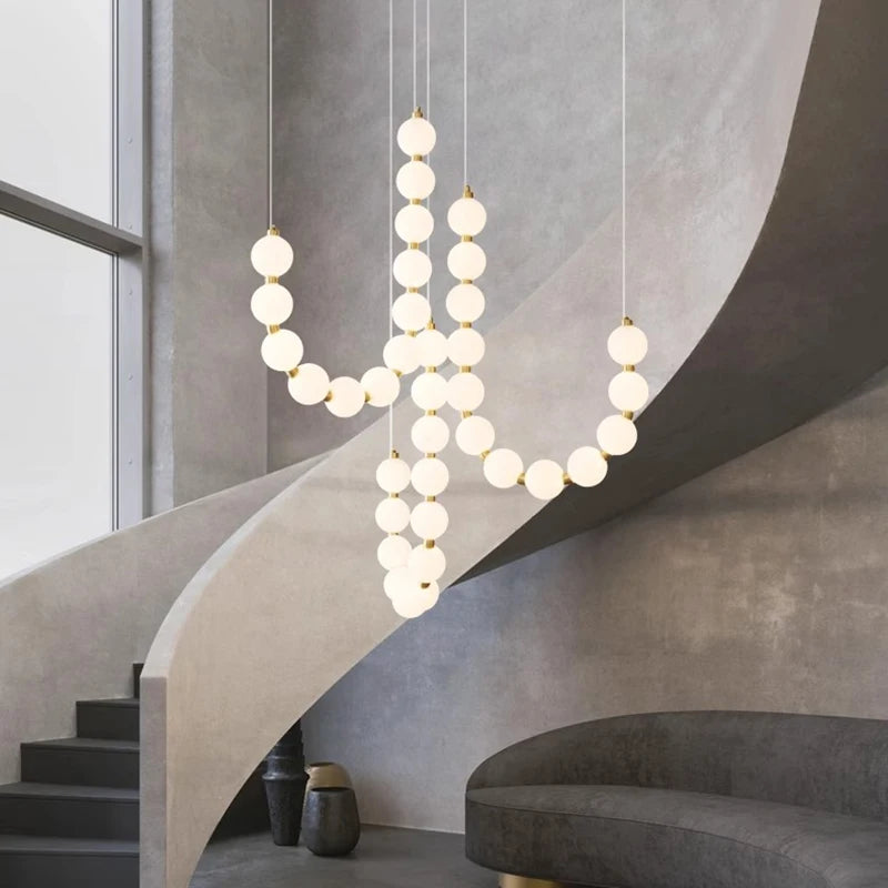 Crystal Ball Cluster Chandelier — Adjustable Villa & Restaurant Pendant Light