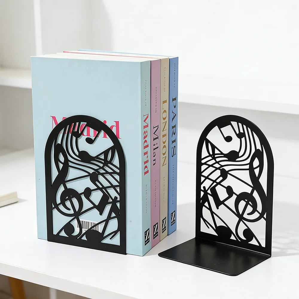 Metal Decorative Bookends — Heavy-Duty Shelf Organizer Set