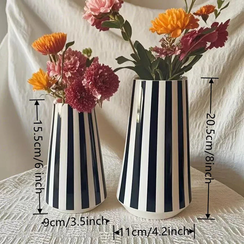 Black & White Checkered Ceramic Vase — Minimalist Statement Piece