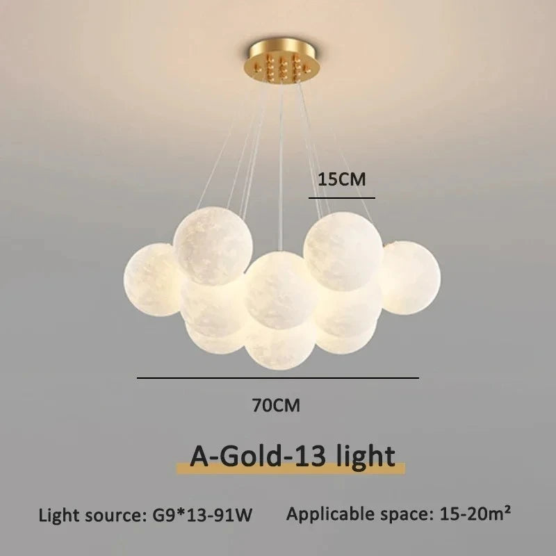 Cream Ball Cluster Chandelier — Modern Orb Pendant Ceiling Light