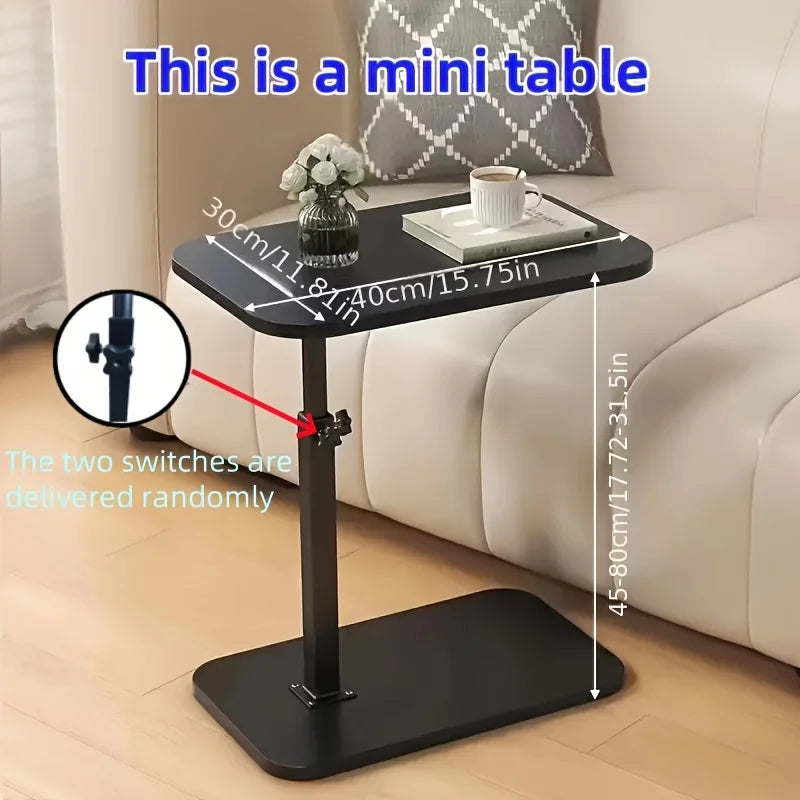 Adjustable Height Wooden Side Table — Portable Sofa & Office Accent Table