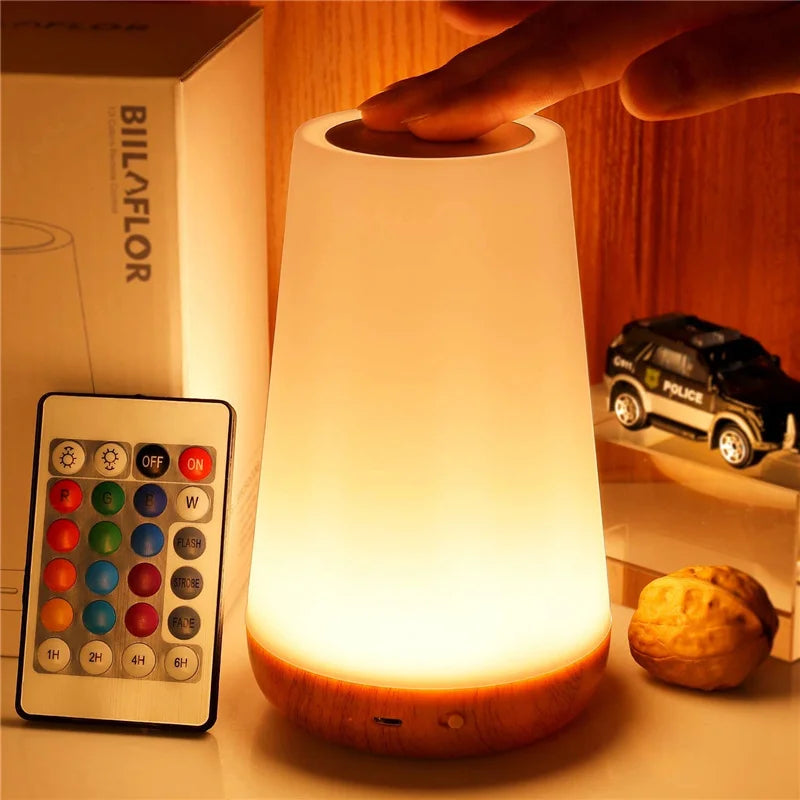13-Color Rechargeable Night Light — Touch & Remote Dimmable RGB Lamp