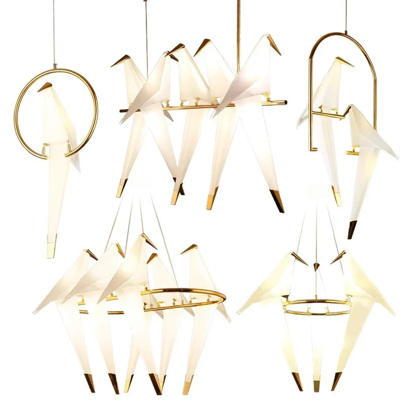 Origami Paper Bird Chandelier — Designer Bird Lamp Collection