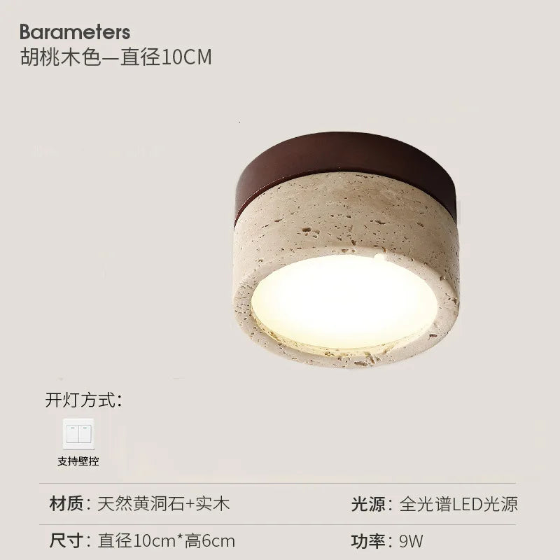 Walnut Gypsum Corridor Ceiling Light — Multi-Head Hallway Fixture