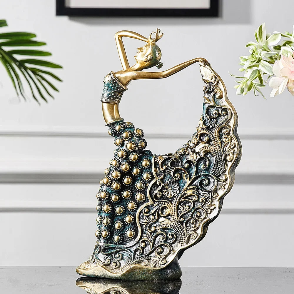 Peacock Dancer Ceramic Sculpture — Luxury Abstract Art Statue