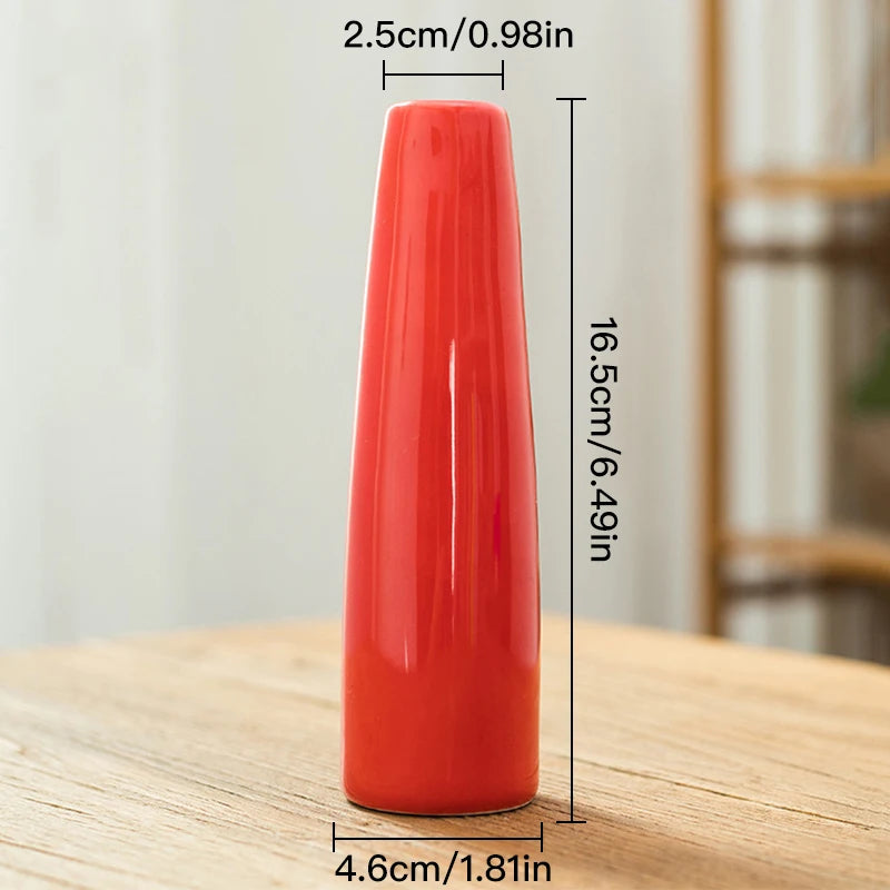 Slim Colorful Ceramic Vase — Desktop Hydroponic Flower Vessel