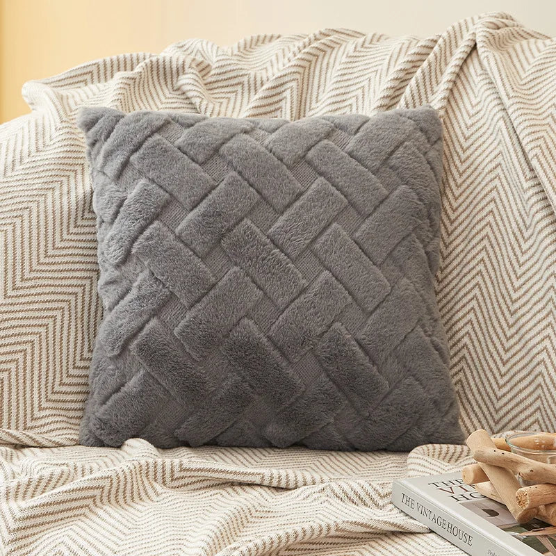 Plush Knit Throw Pillow Cover — Soft Square & Lumbar Cushion Cover