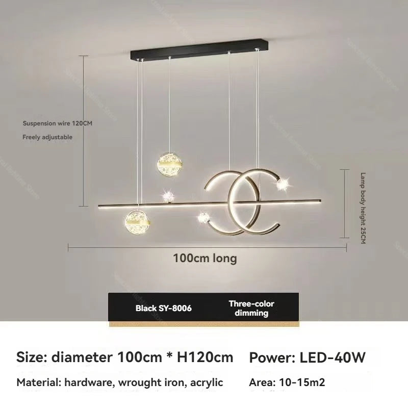 Starry Sky Top Nordic Chandelier — Long Dining Table Pendant Light