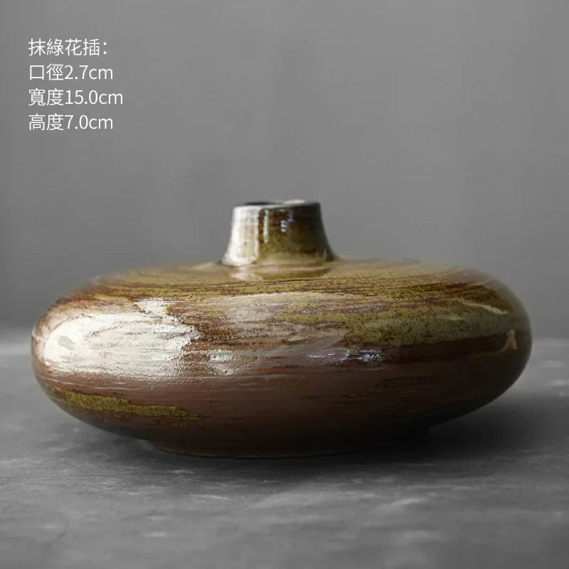 Japanese Black Terracotta Vase — Abstract Stoneware-Look Vessel