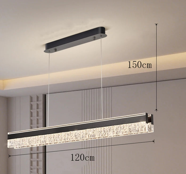 Linear LED Strip Chandelier — Gold & Black Modern Ceiling Light
