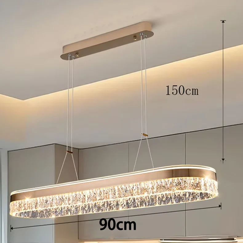 Linear LED Strip Chandelier — Gold & Black Modern Ceiling Light