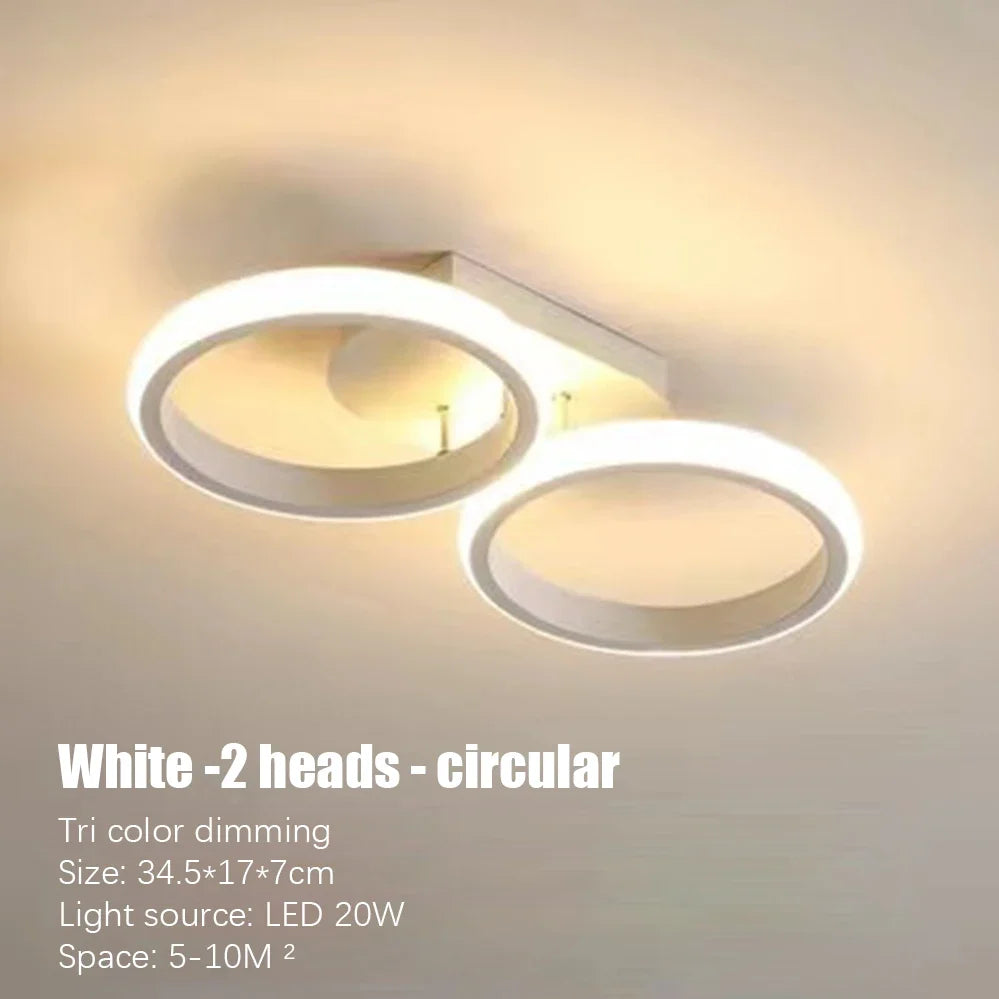 Nordic Tri-Color LED Ceiling Light — Square & Round Corridor Fixture