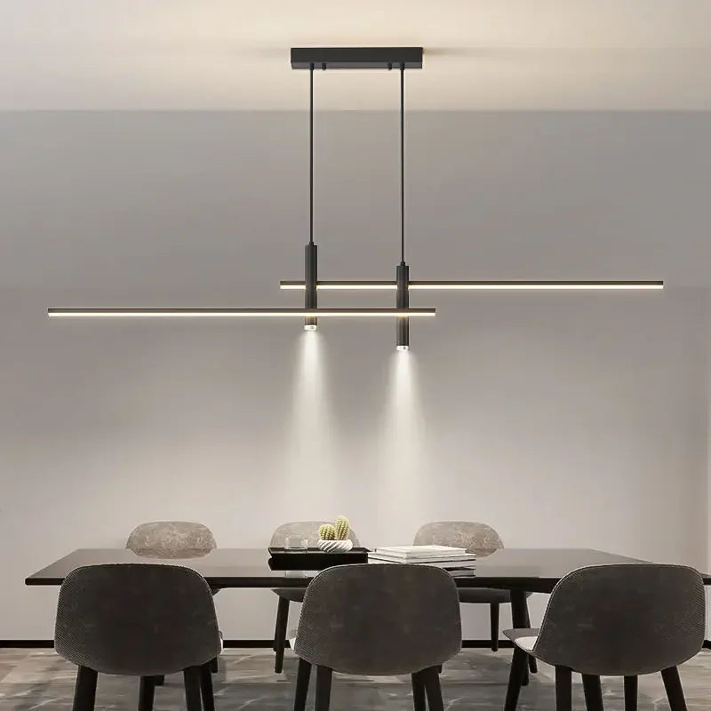 Modern Gold & Black LED Dining Chandelier — Minimalist Kitchen Pendant Fixture