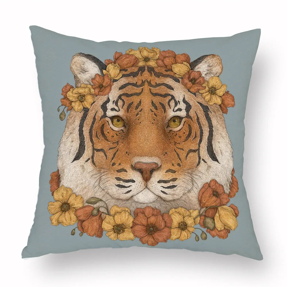 Woven Animal Print Pillow Cover — Textured Sofa & Car Cushion