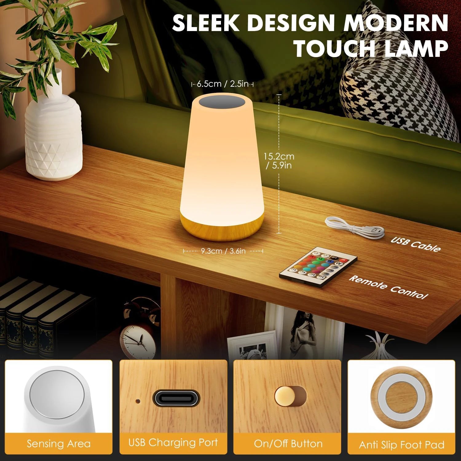 13-Color Rechargeable Night Light — Touch & Remote Dimmable RGB Lamp