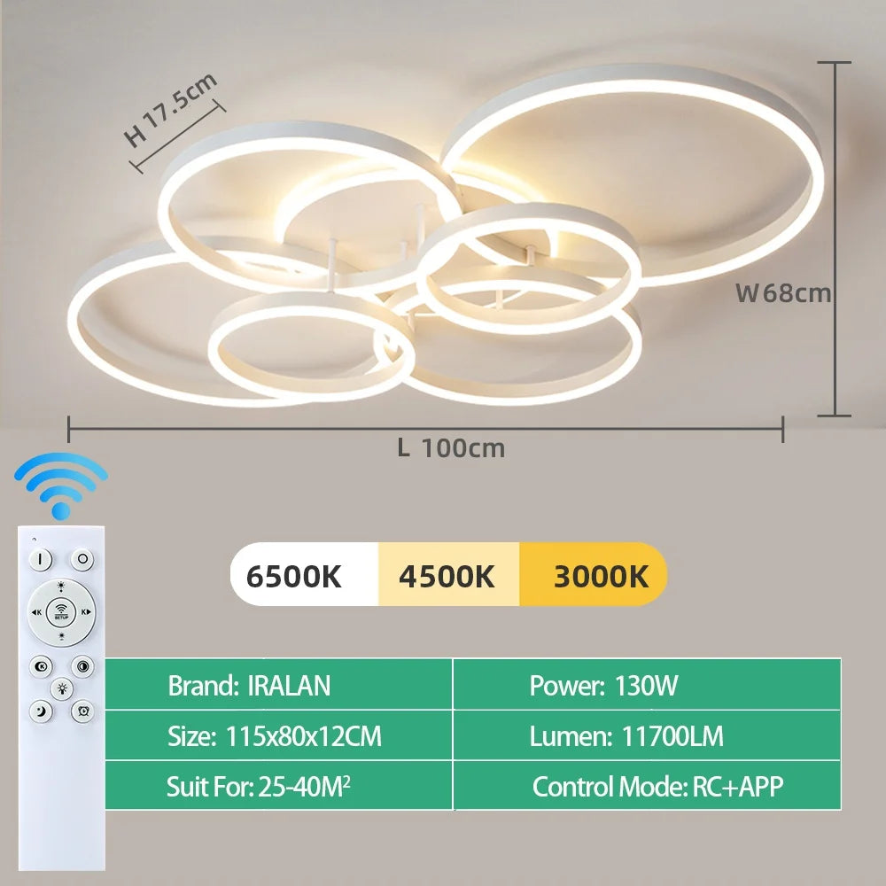 Infinite Dimming Acrylic Chandelier — Modern Multi-Head LED Ceiling Light