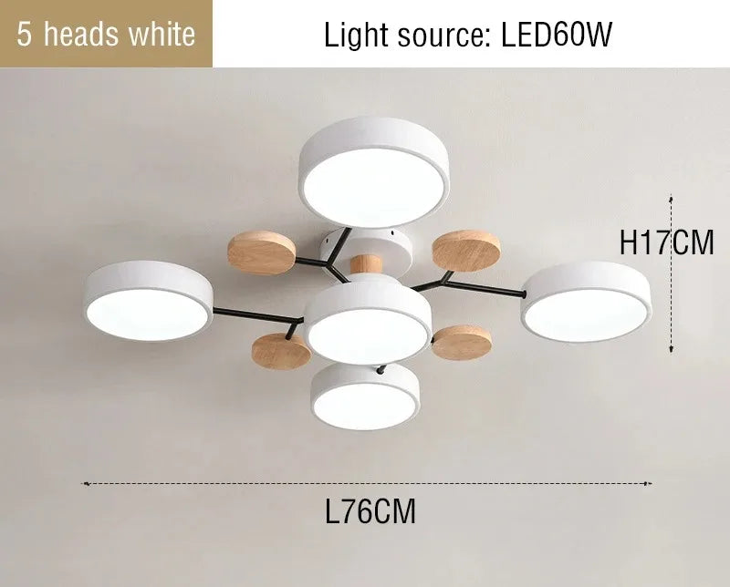 Tri-Color LED Ceiling Chandelier — Nordic Hotel-Style Pendant Lamp