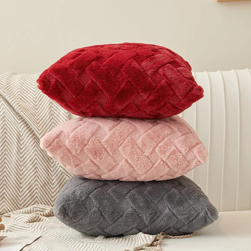 Plush Knit Throw Pillow Cover — Soft Square & Lumbar Cushion Cover