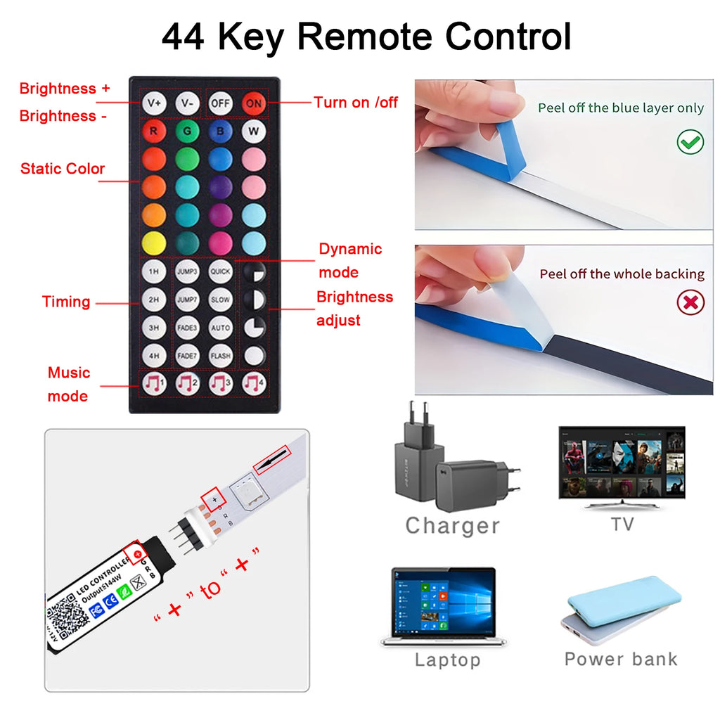 RGB LED Strip Lights — Music Sync App & Remote Controlled Ambient Strip