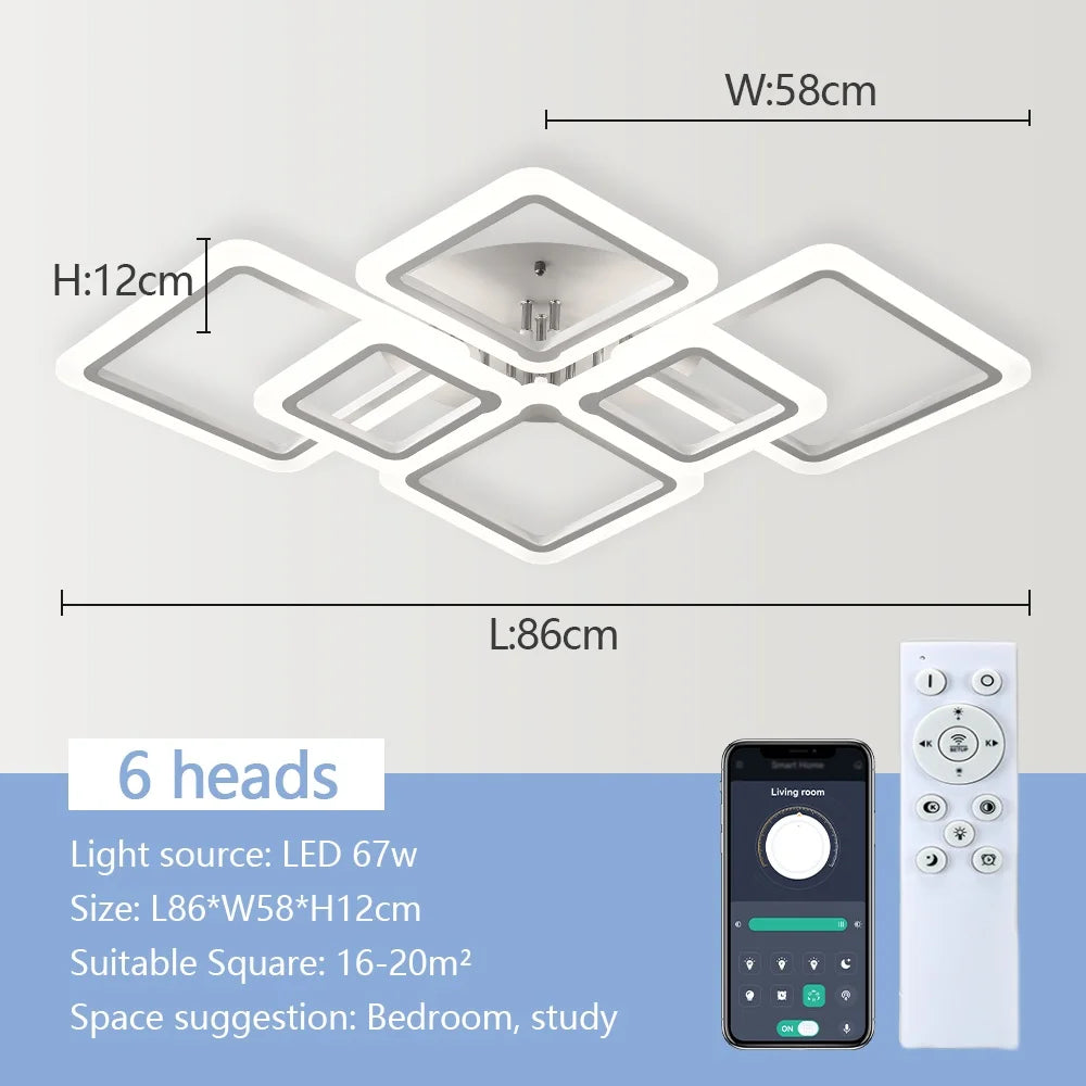 Nordic Square LED Ceiling Light — Remote Control Dimmable Pendant