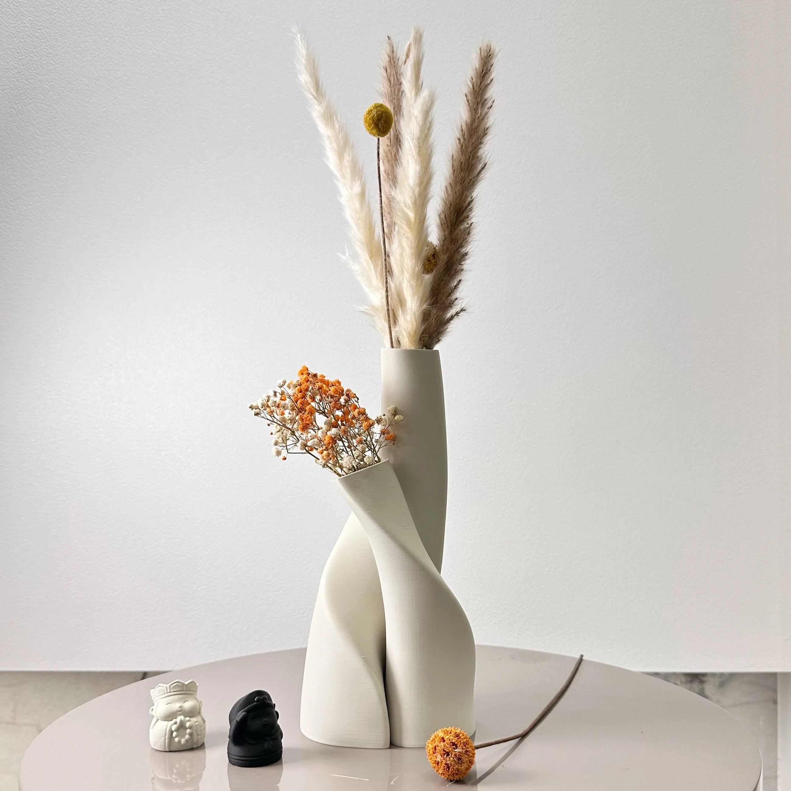 Special-Shaped Double Vase Set (2-Piece) — Sculptural Dried Flower Duo