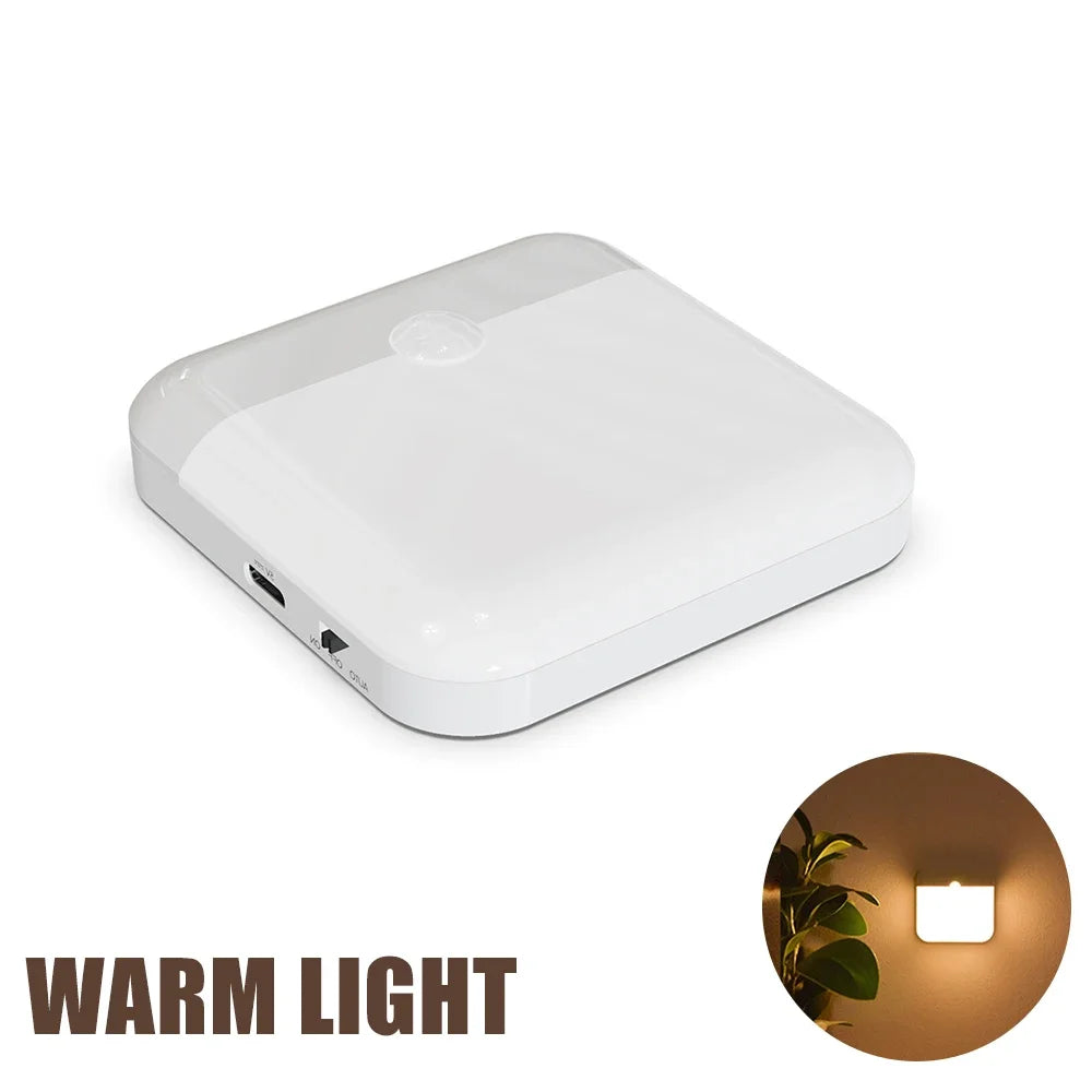 USB Rechargeable Motion Sensor Night Light — Square Wireless Cabinet Lamp