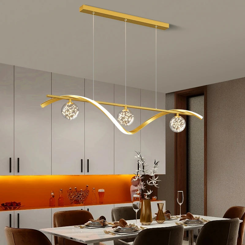 Modern Chrome Glass Chandelier — Smart RC Dimmable Dining Room Light