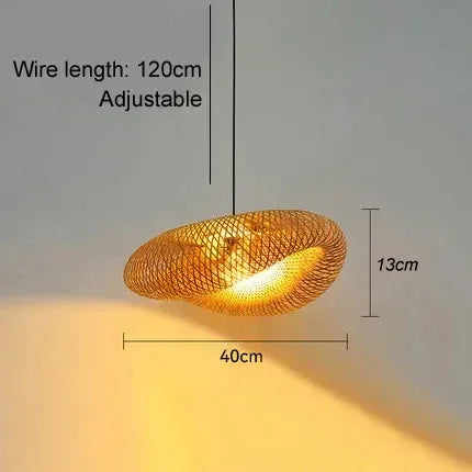 Handwoven Bamboo Pendant Light — Vintage Artisan Ceiling Fixture