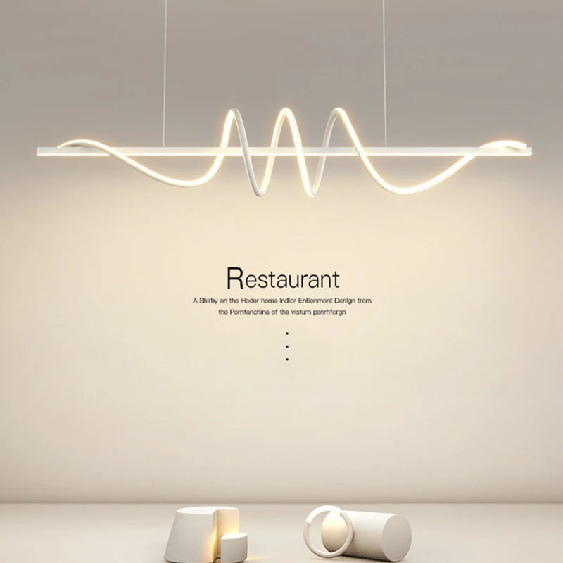 Spiral Linear Pendant Chandelier — Stepless Dimming Kitchen Island Light