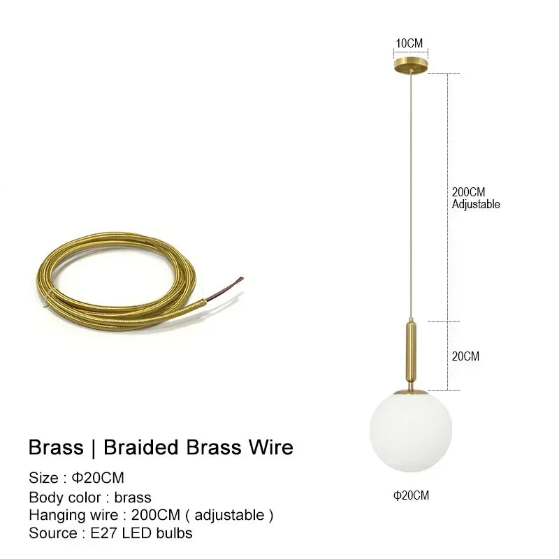 Glass Ball Pendant Light — Frosted Glow Bedside & Kitchen Island Fixture
