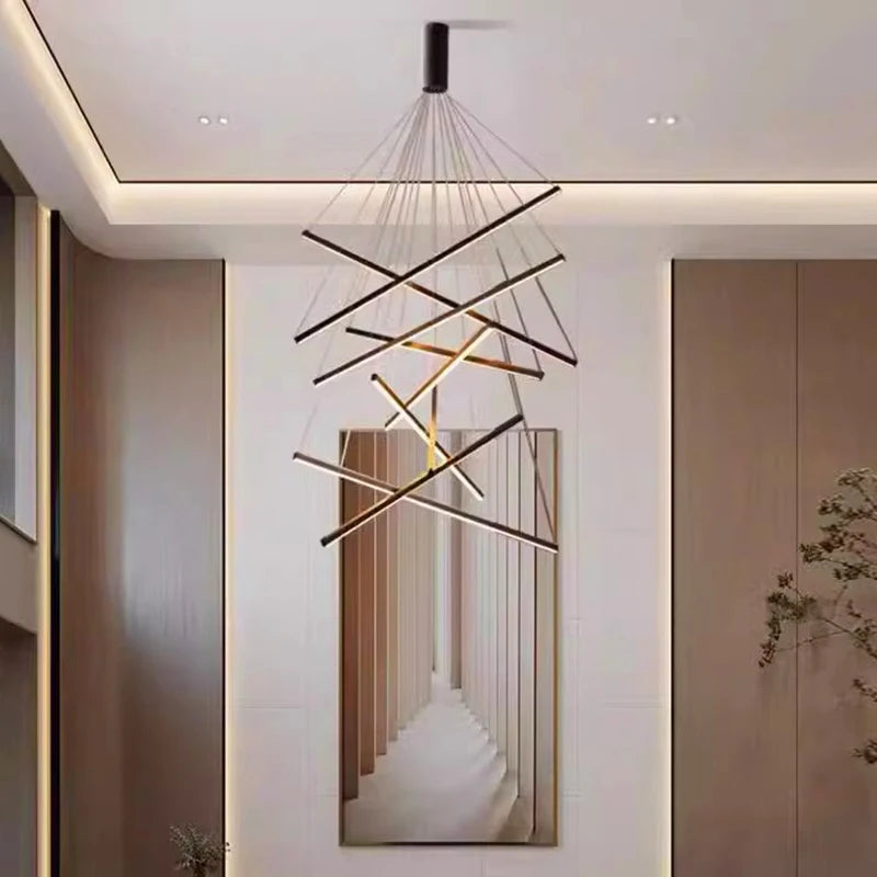 Multi-Head Brushed Steel Chandelier — Dimmable Smart Ceiling Light for Living & Dining Room